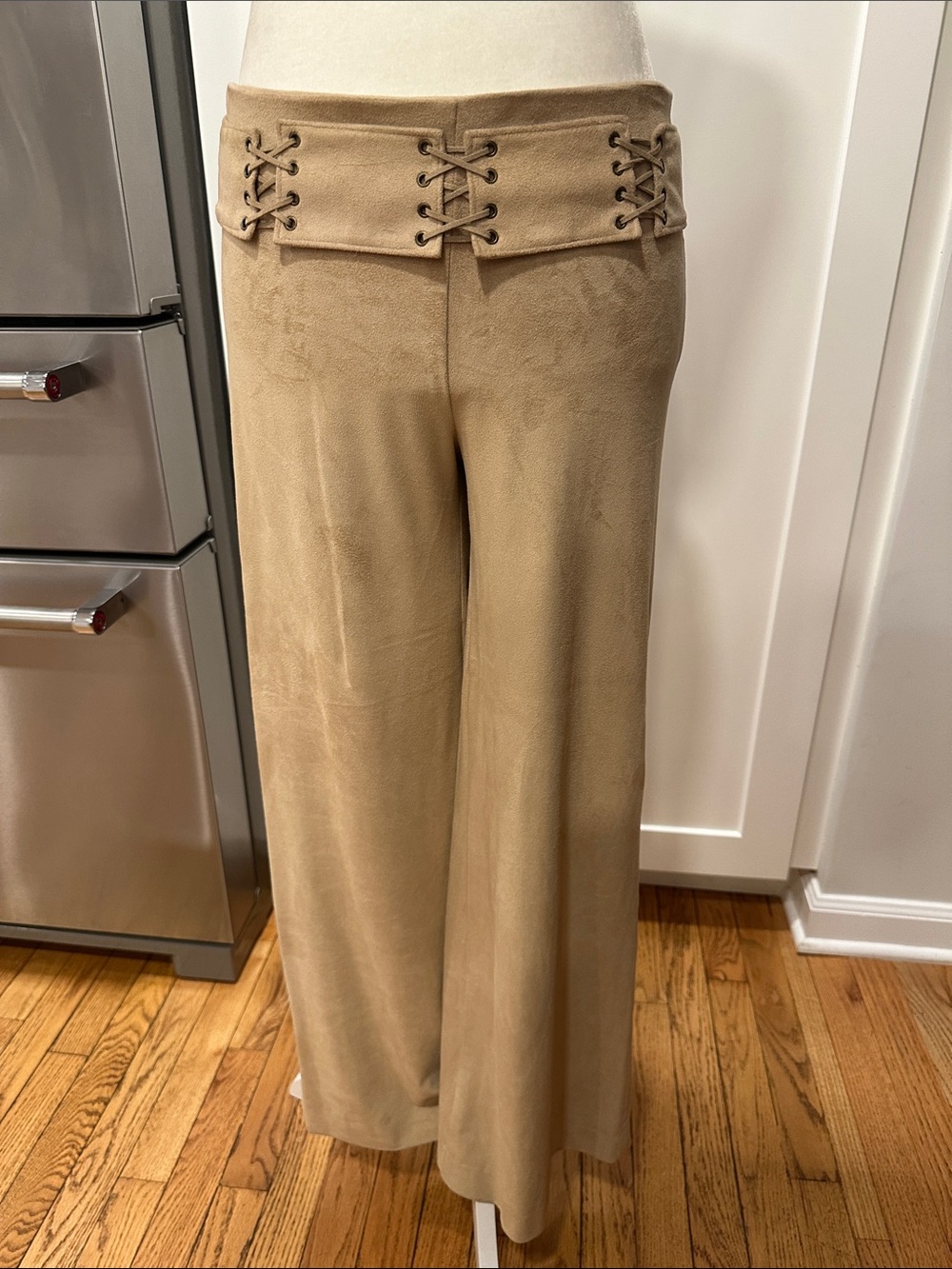 Vintage Bebe Wide-Leg Faux Suede Pants